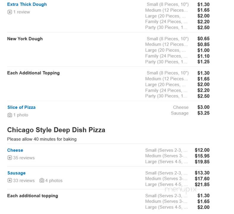 Nino's Pizza - Alsip, IL menu_pic