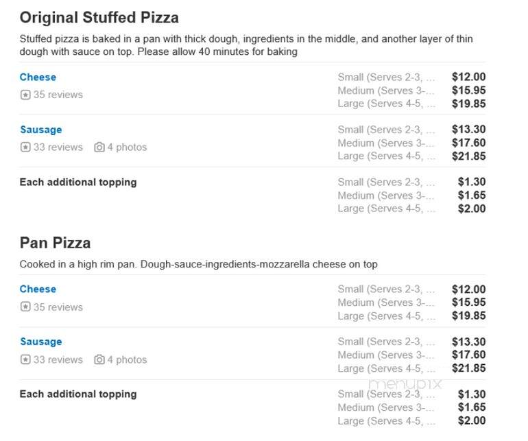 Nino's Pizza - Alsip, IL menu_pic