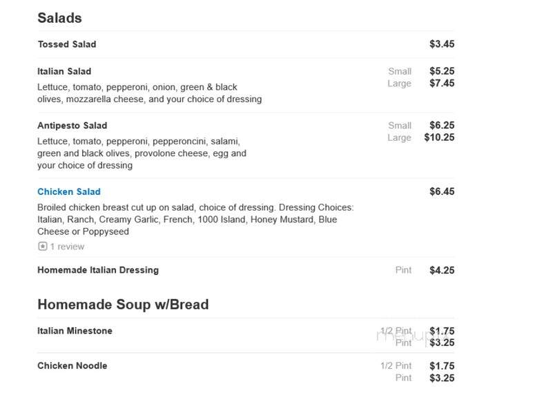 Nino's Pizza - Alsip, IL menu_pic