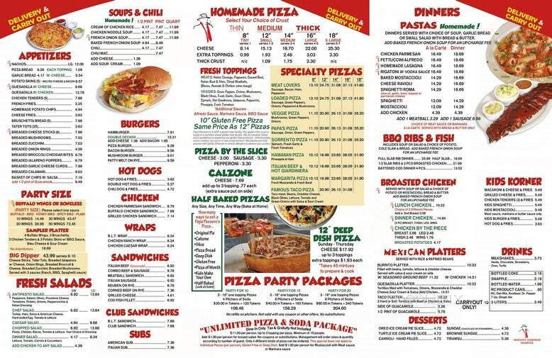 Papa Passero's - Westmont, IL menu_pic