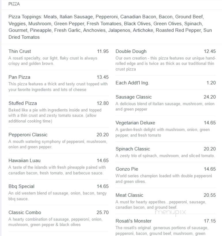 Rosati's Pizza - Batavia, IL menu_pic