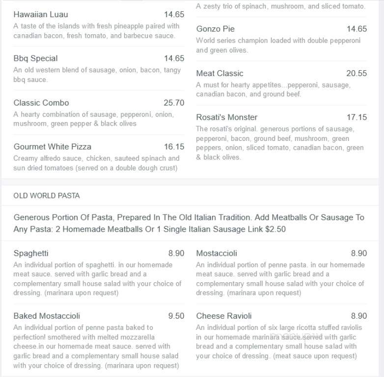Rosati's Pizza - Batavia, IL menu_pic