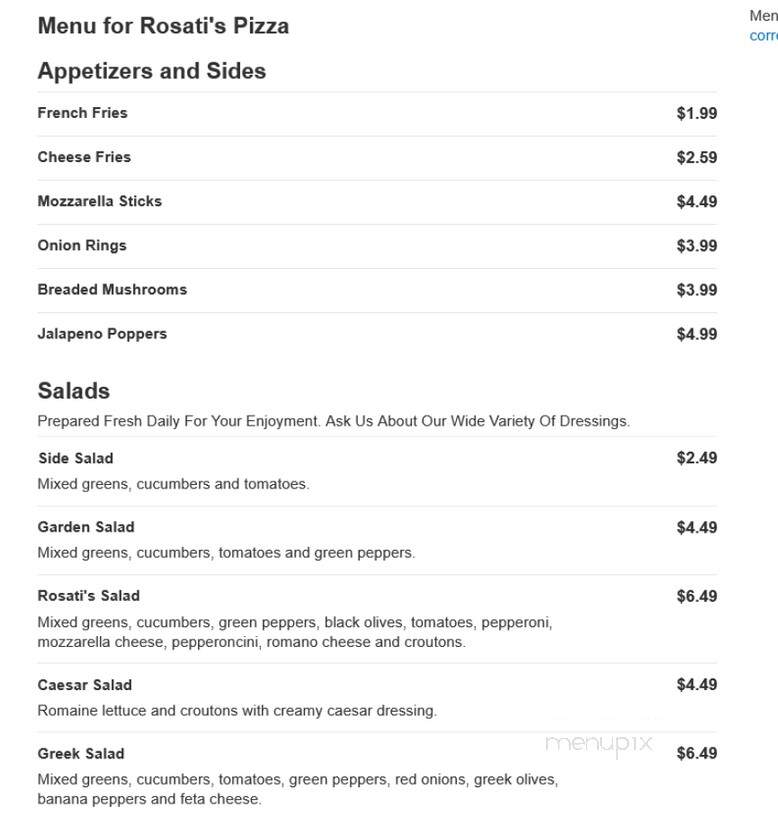 Rosati's Pizza - Warrenville, IL menu_pic