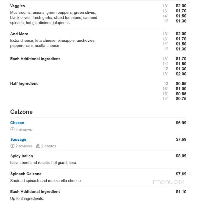 Rosati's Pizza - Warrenville, IL menu_pic