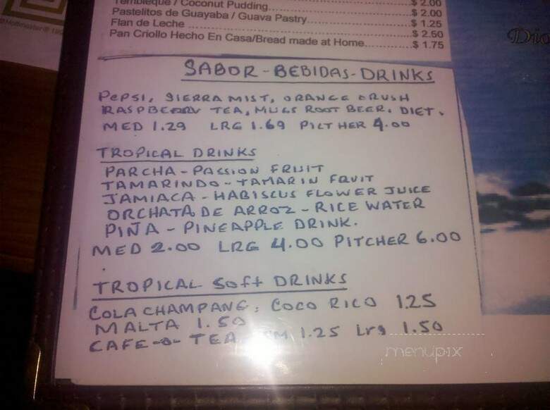 Sabor Latino - Chicago, IL menu_pic