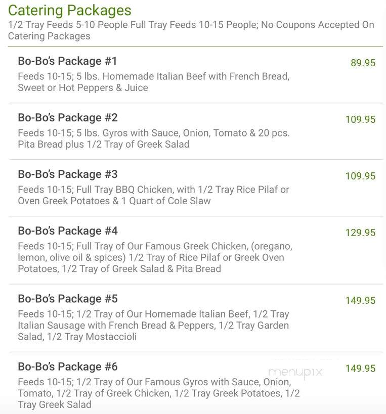 Bobo's Diner & Ice Cream Parlor - Vernon Hills, IL menu_pic