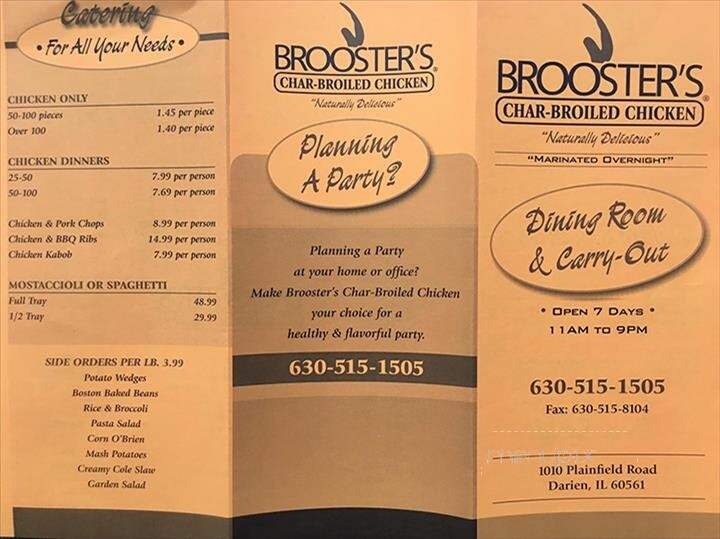 Brooster's Char Broiled - Darien, IL menu_pic
