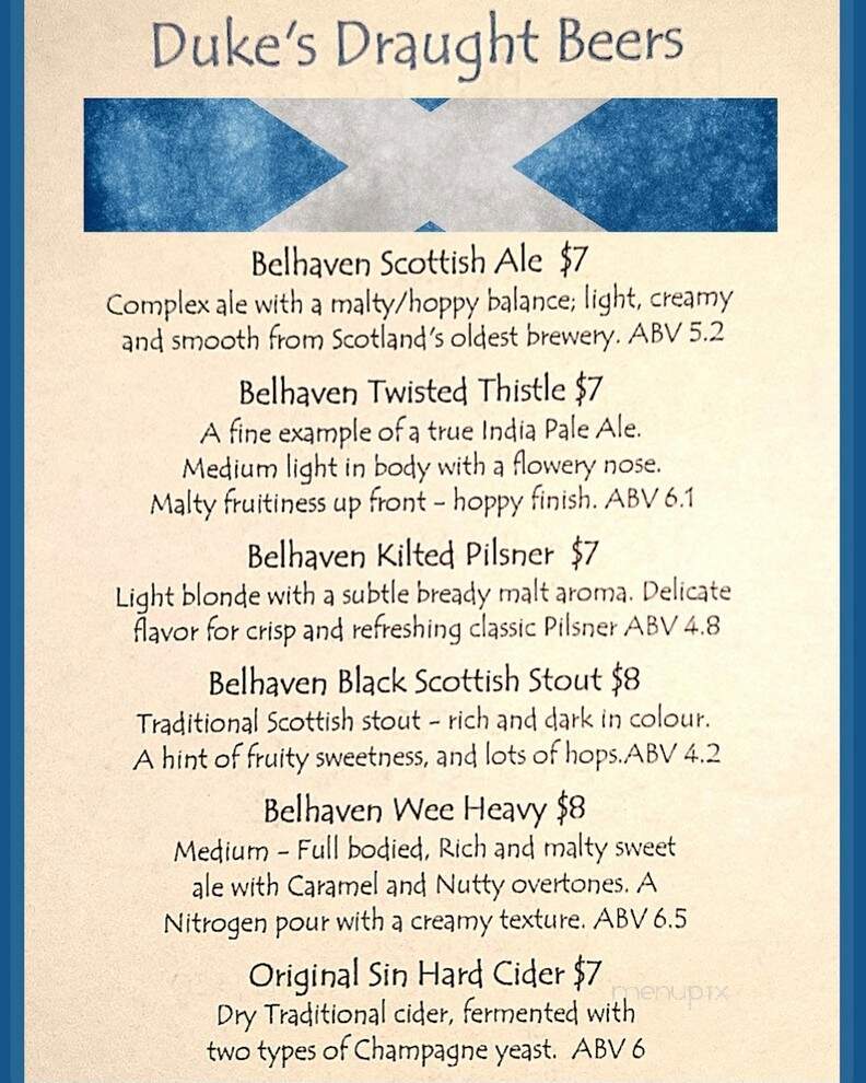 Duke Of Perth - Chicago, IL menu_pic