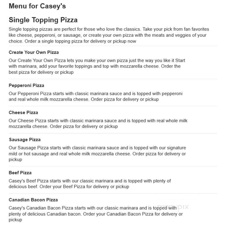 Casey's General Store - Glenwood, IA menu_pic