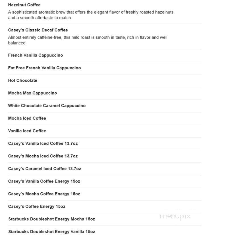 Casey's General Store - Glenwood, IA menu_pic