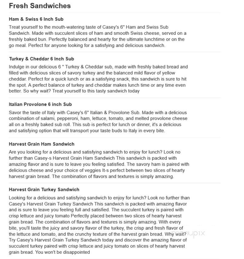 Casey's General Store - Glenwood, IA menu_pic