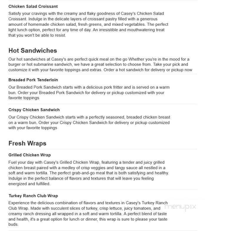 Casey's General Store - Glenwood, IA menu_pic