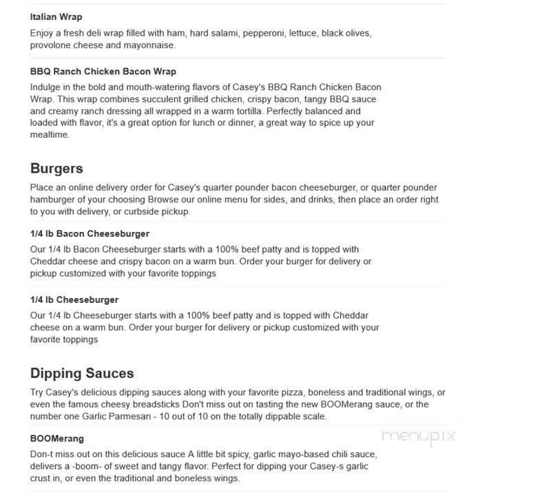 Casey's General Store - Glenwood, IA menu_pic