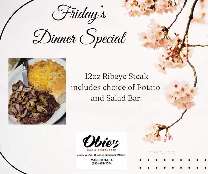 Obie's West - Maquoketa, IA menu_pic