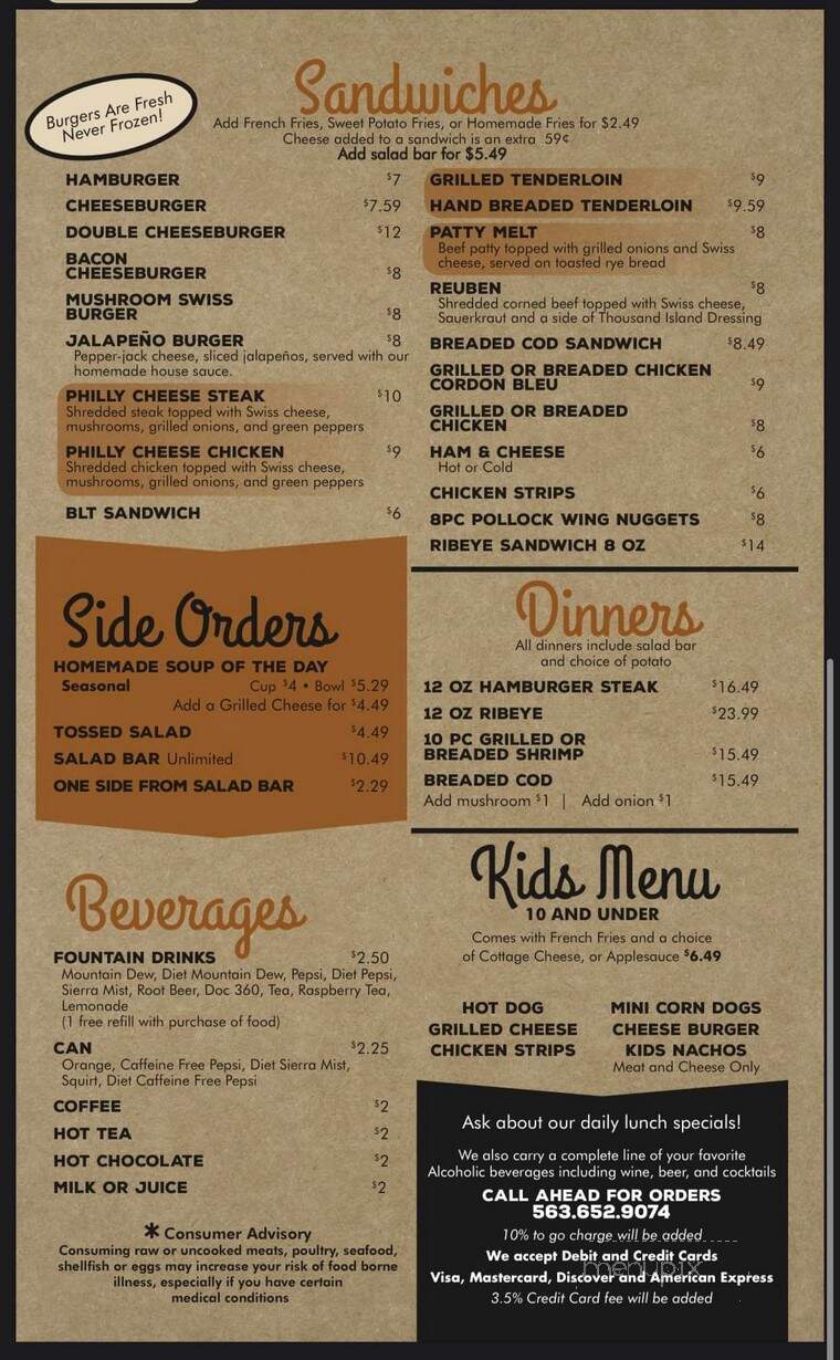 Obie's West - Maquoketa, IA menu_pic