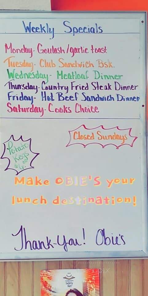 Obie's West - Maquoketa, IA menu_pic