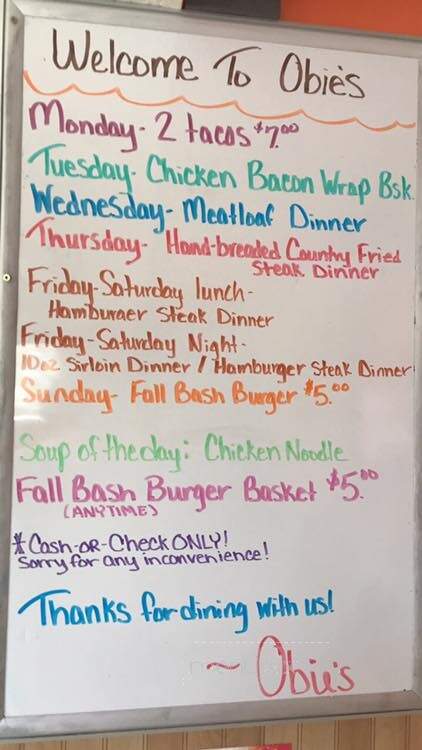 Obie's West - Maquoketa, IA menu_pic