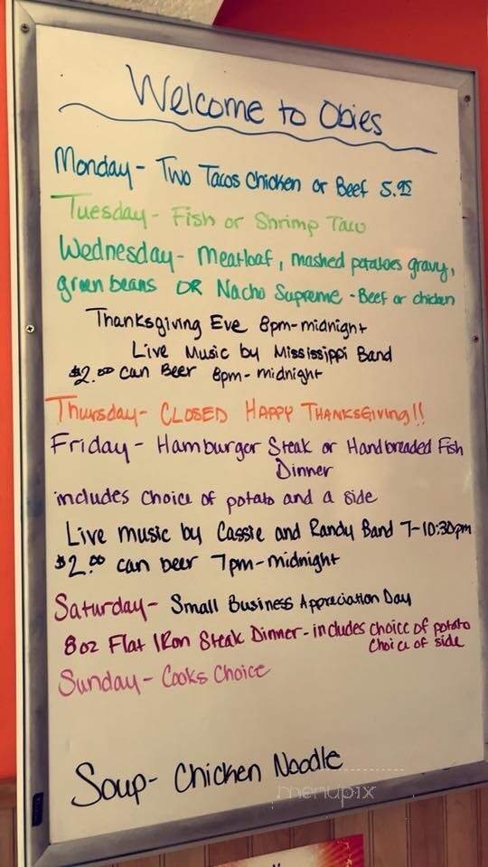 Obie's West - Maquoketa, IA menu_pic