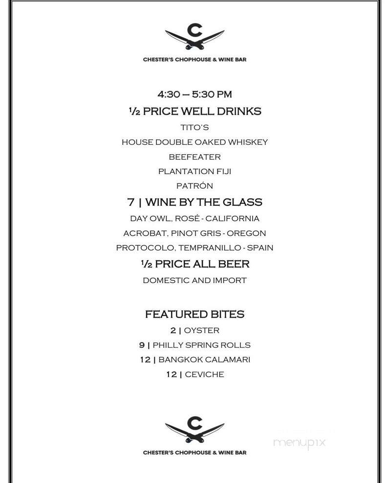 Chesters Chophouse & Wine Bar - Wichita, KS menu_pic