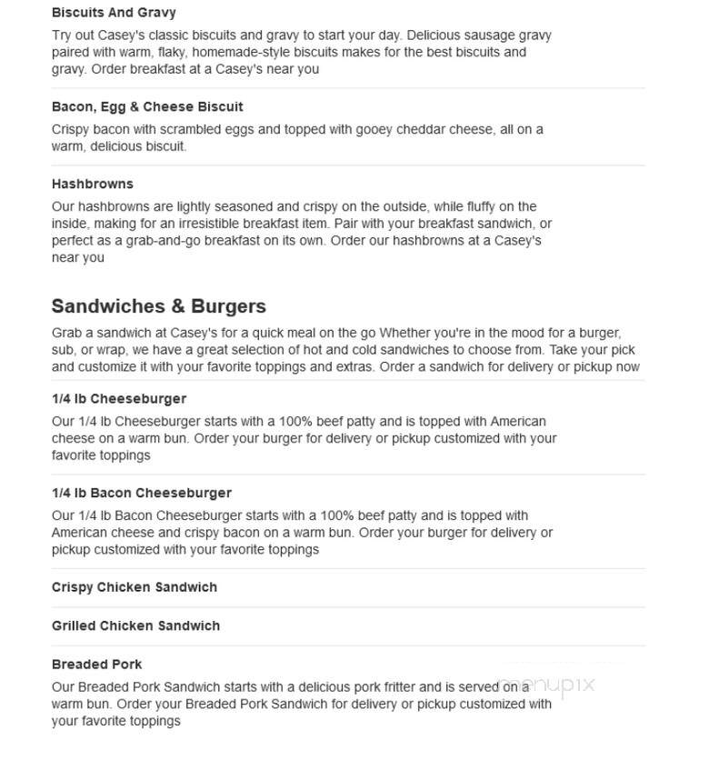 Casey's General Store - Chanute, KS menu_pic