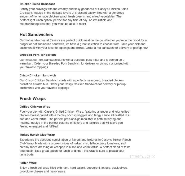 Casey's General Store - Chanute, KS menu_pic