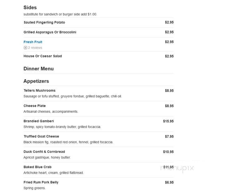 Teller's - Lawrence, KS menu_pic