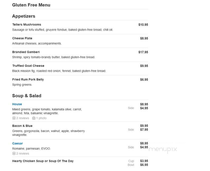 Teller's - Lawrence, KS menu_pic