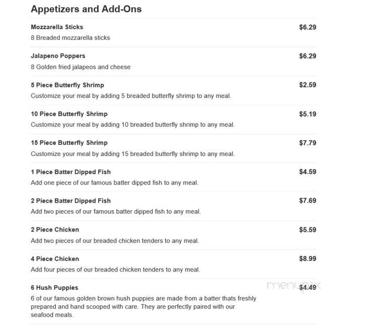 Captain D's Seafood - Mayfield, KY menu_pic