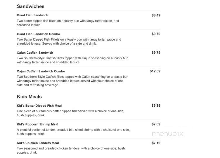 Captain D's Seafood - Mayfield, KY menu_pic