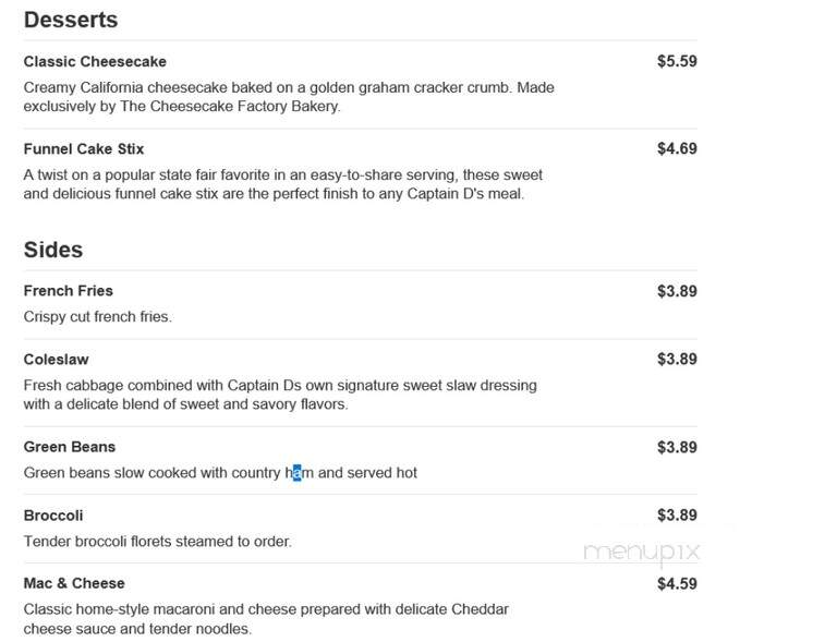Captain D's Seafood - Mayfield, KY menu_pic