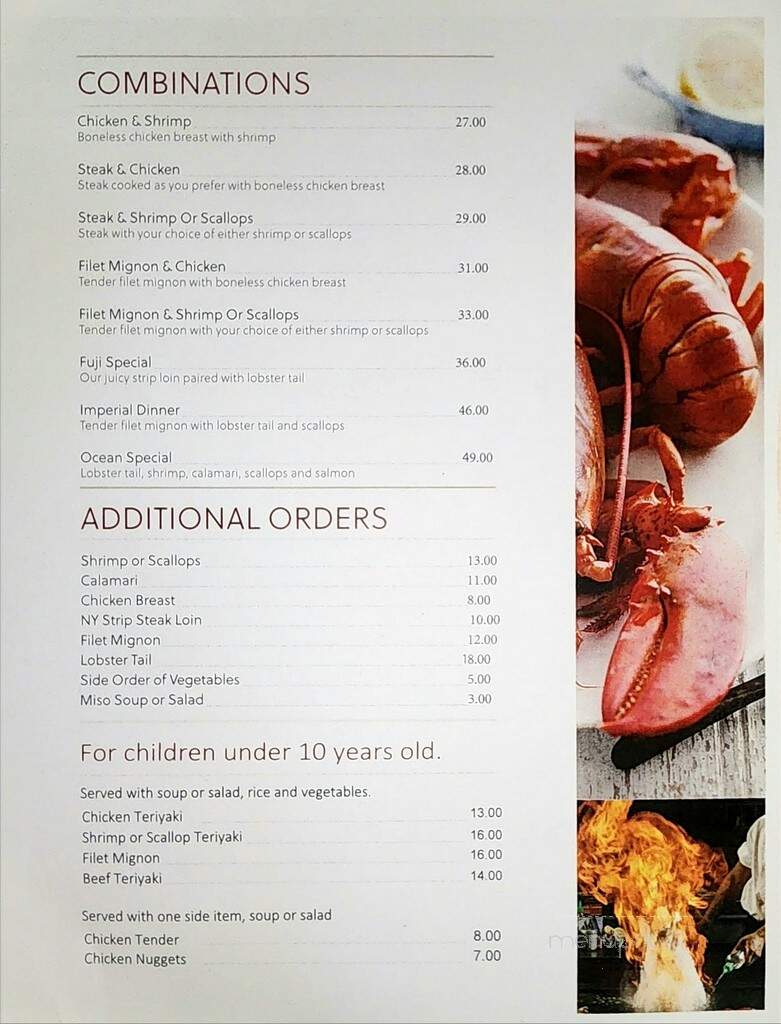 Fuji Japanese Steakhouse - Louisville, KY menu_pic