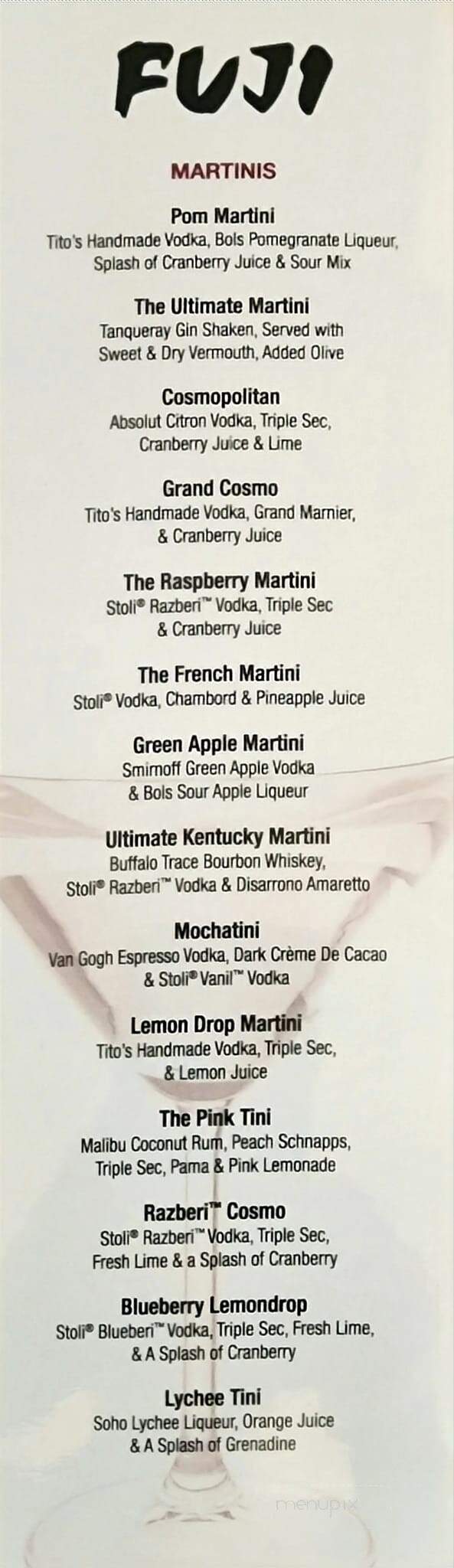 Fuji Japanese Steakhouse - Louisville, KY menu_pic