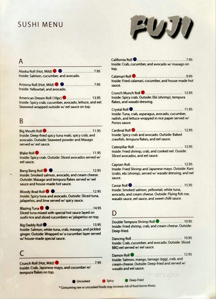 Fuji Japanese Steakhouse - Louisville, KY menu_pic