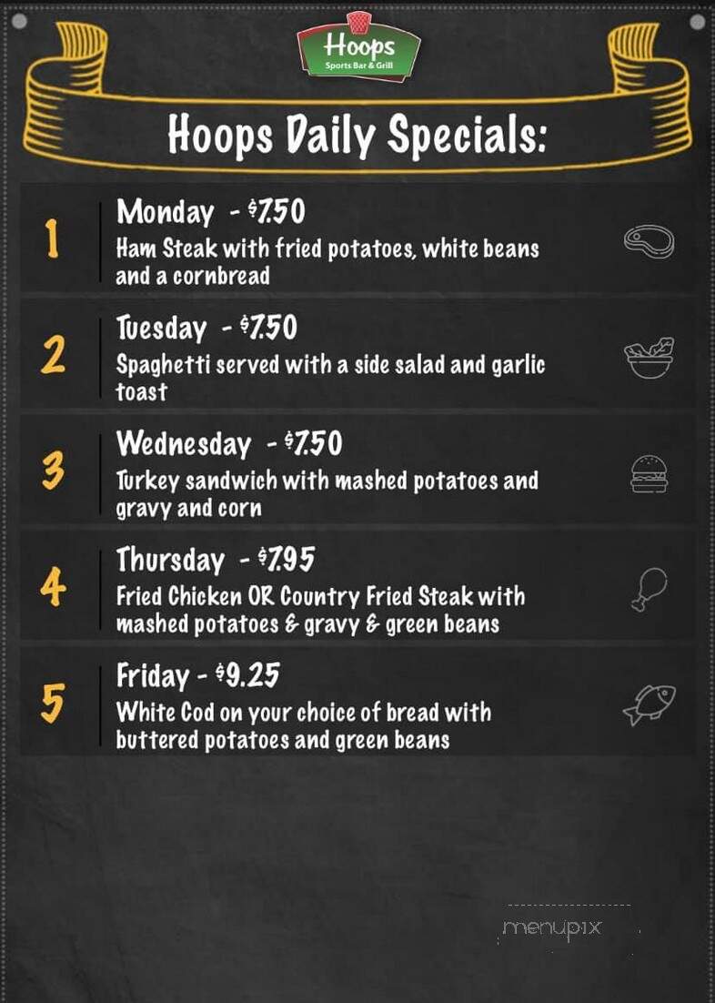 Hoops Grill & Sports Bar - Louisville, KY menu_pic