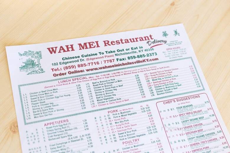 Wahmei Chinese Restaurant - Nicholasville, KY menu_pic