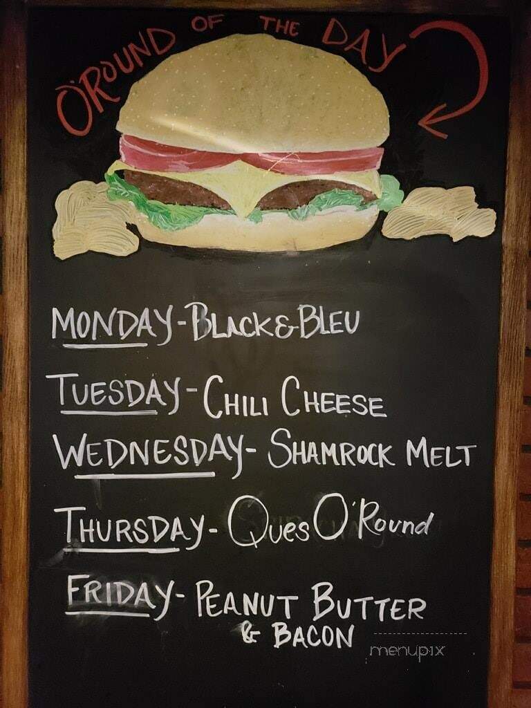 Shamrock Bar & Grille - Lexington, KY menu_pic