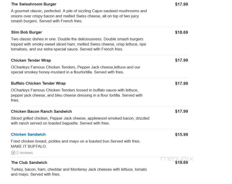 O'Charley's - Richmond, KY menu_pic