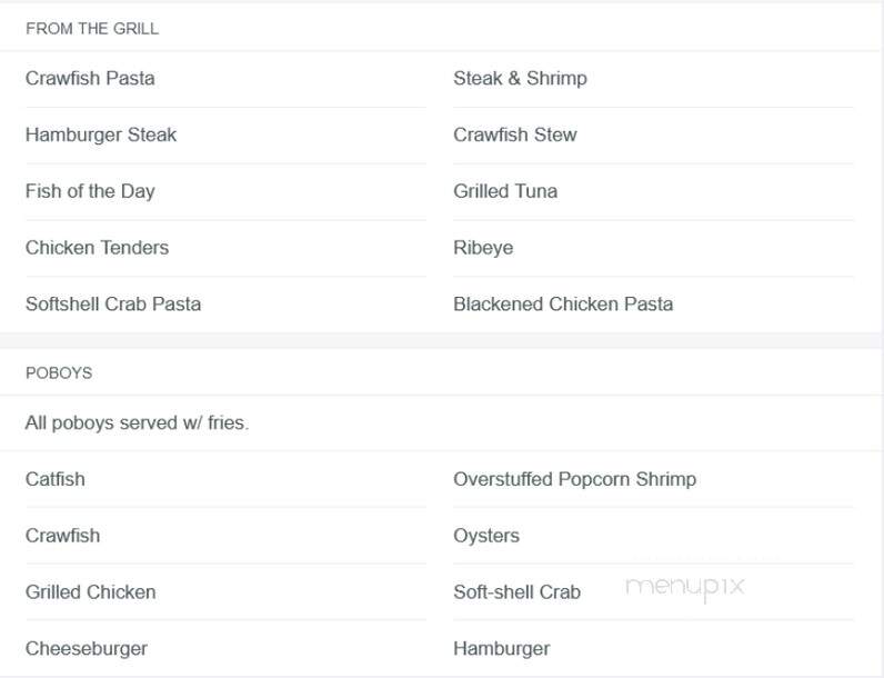 Spahr's Seafood - Houma, LA menu_pic