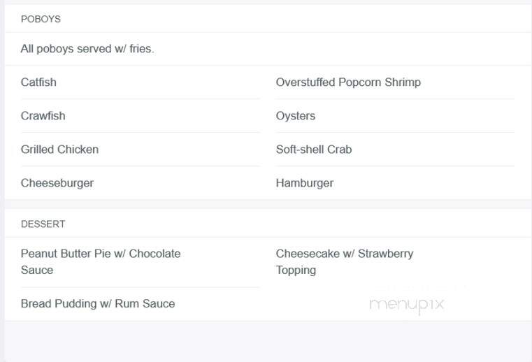 Spahr's Seafood - Houma, LA menu_pic