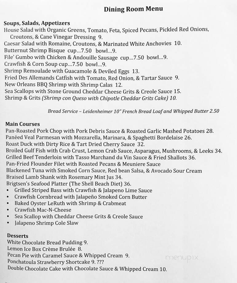 Brigtsen's Restaurant - New Orleans, LA menu_pic