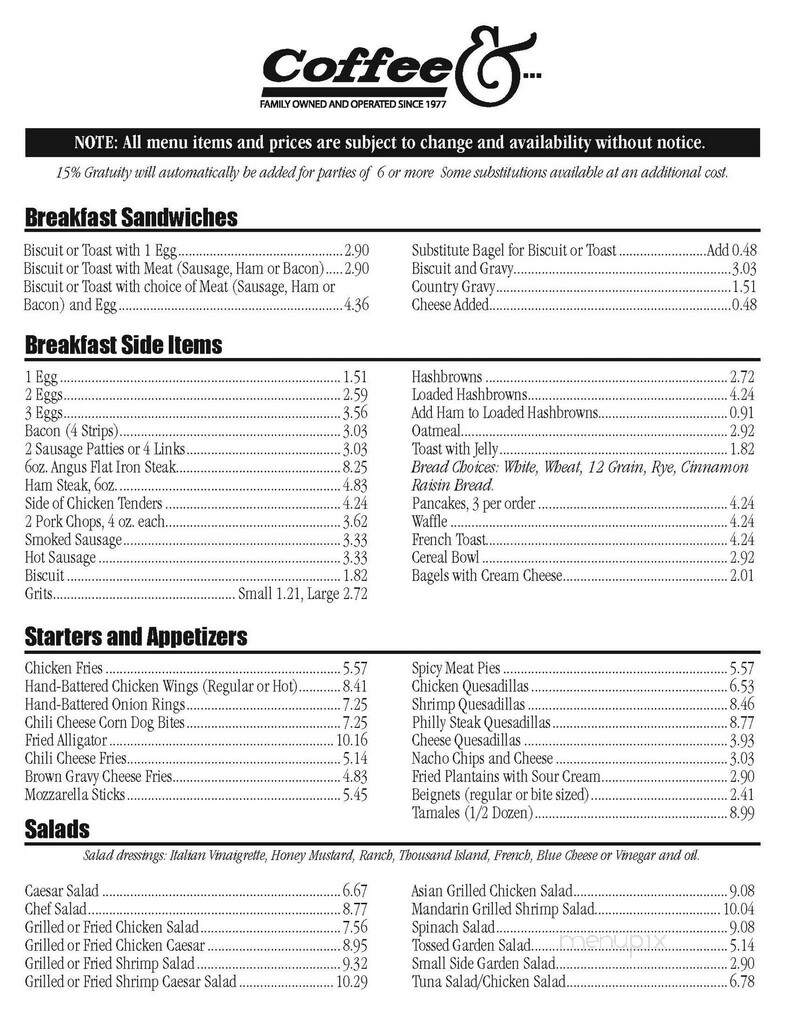 Coffee - Marrero, LA menu_pic