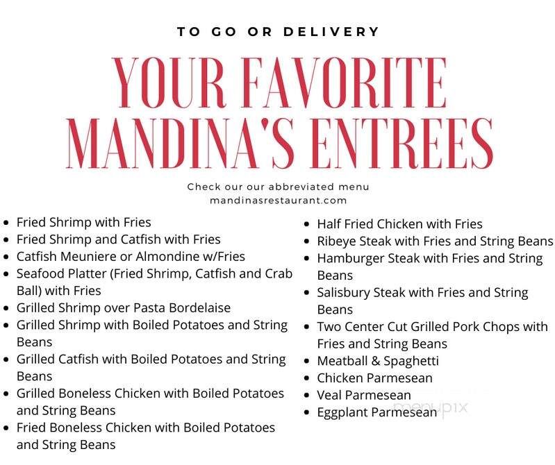 Mandina's Restaurant - New Orleans, LA menu_pic