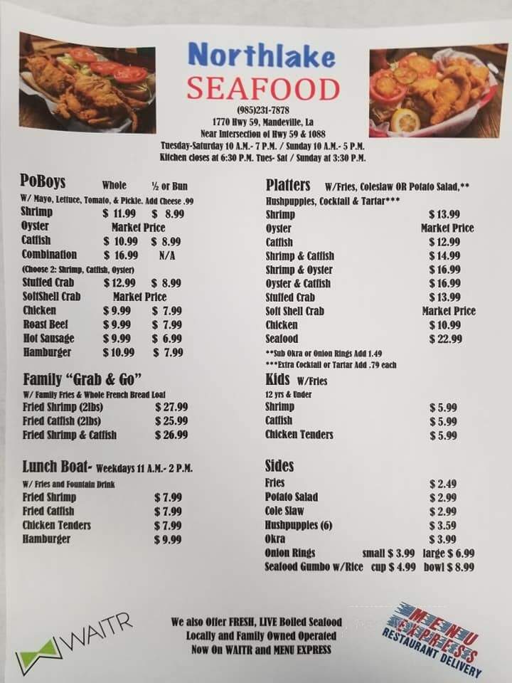 Northshore Seafood - Mandeville, LA menu_pic