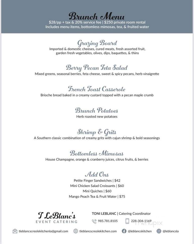 T Le Blanc's Creole Kitchen - Slidell, LA menu_pic