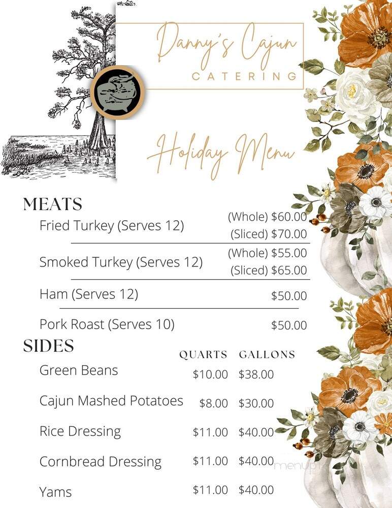 Danny's Cajun Catering - White Castle, LA menu_pic