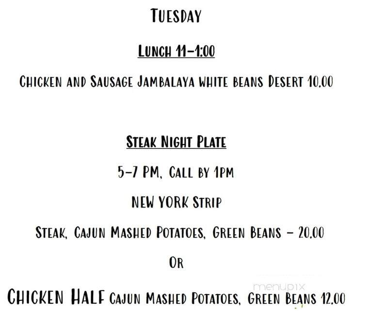 Danny's Cajun Catering - White Castle, LA menu_pic