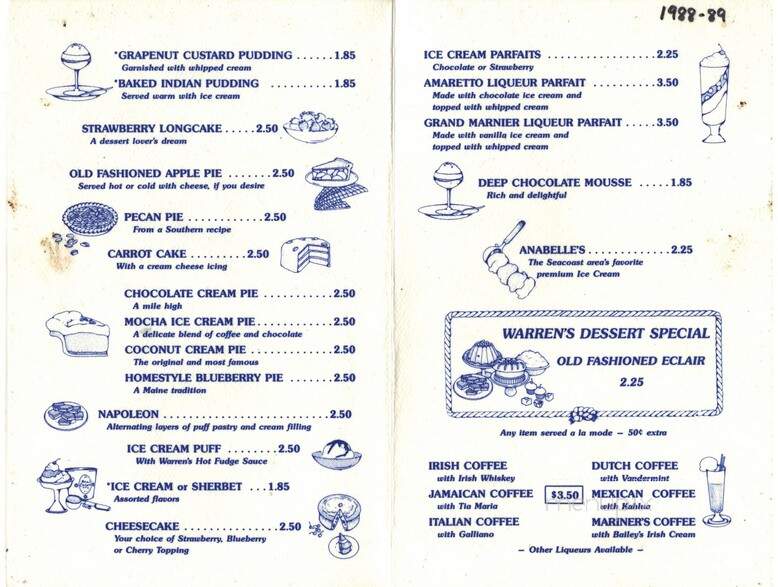 Warren's Lobster House - Kittery, ME menu_pic