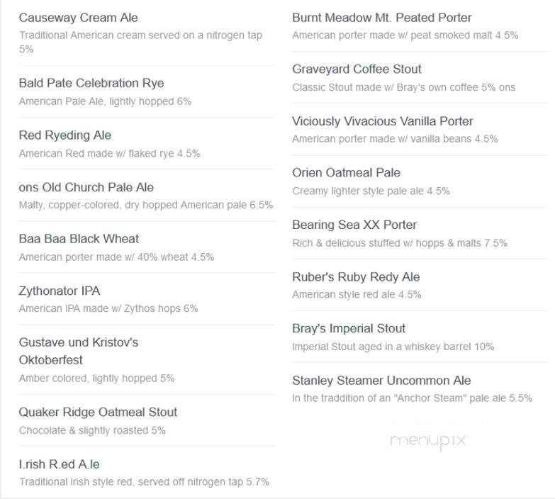 Bray's Brew Pub & Eatery - Naples, ME menu_pic