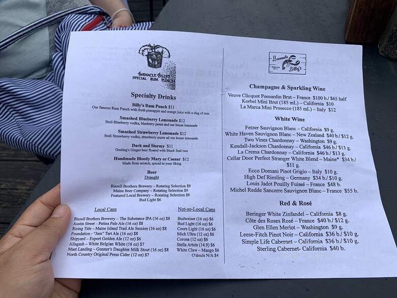 Barnacle Billy's - Ogunquit, ME menu_pic
