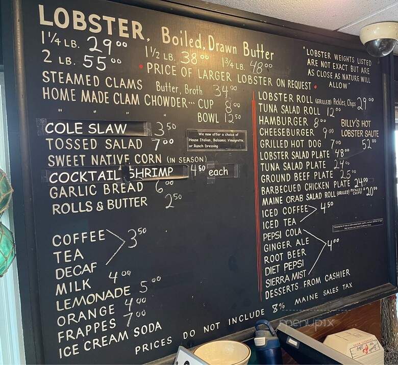 Barnacle Billy's - Ogunquit, ME menu_pic